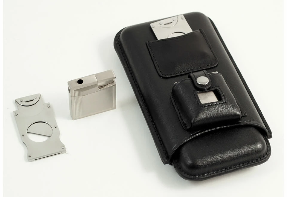 Hot Sale π₯° 3 Cigar Holder with Cutter and Lighter by Bey-Berk International Inc π